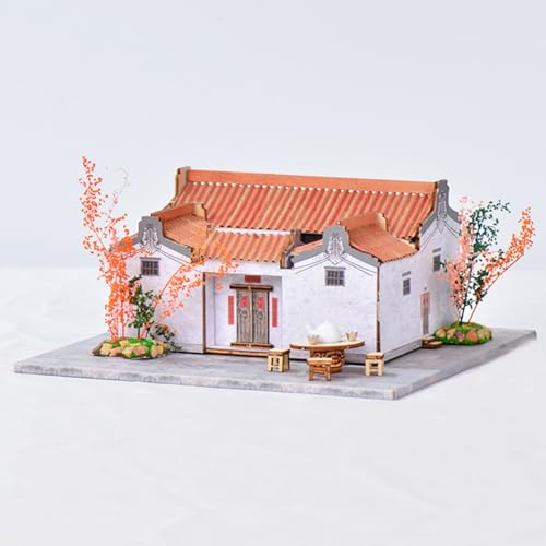 Miniatur-Puppenhaus-Set zum Selbermachen, handgefertigtes Mini-Haus aus Holz, chinesischer Stil, antikes Gebäude, Hofmodell, kreatives Zimmer, Geschenkidee für Erwachsene, Teenager, Liebhaber von Cjeuxnr