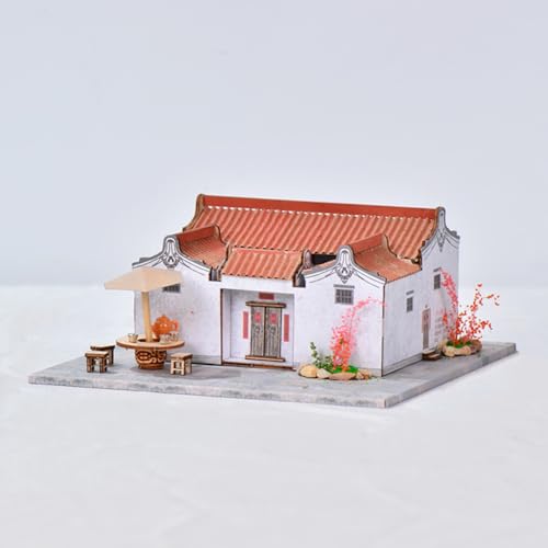 Miniatur-Puppenhaus-Set zum Selbermachen, handgefertigtes Mini-Haus aus Holz, chinesischer Stil, antikes Gebäude, Hofmodell, kreatives Zimmer, Geschenkidee für Erwachsene, Teenager, Liebhaber von Cjeuxnr