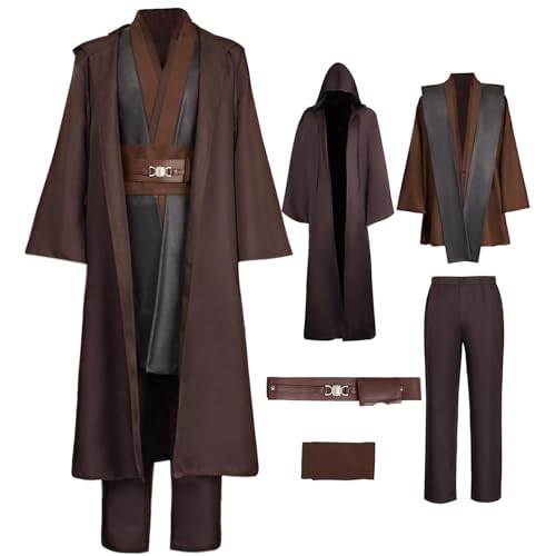 ClSSTEV Herren Anakin Skywalker Jedi Cosplay Kostüm Halloween Tunika Kostüm Bademantel Komplettset - Schwarz - X-Large ClSSTEV Herren Anakin Skywalker Jedi Cosplay Kostüm Halloween Tunika Kostüm Bademantel Komplettset - Schwarz - X-Large von ClSSTEV