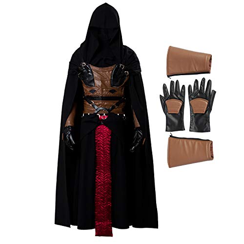 ClSSTEV Herren Darth Revan Cosplay Kostüm Komplettset Outfits Halloween Tunika Kapuzenmantel Ritter Kostüm - Weiß - X-Large von ClSSTEV