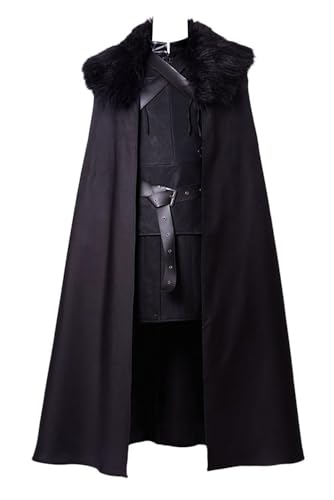 Jon Snow Cosplay Kostüm Ritter Cosplay Nacht Uhr Kostüm Halloween Sansa Kostüm Umhang Outfit - Weiß - Large von ClSSTEV