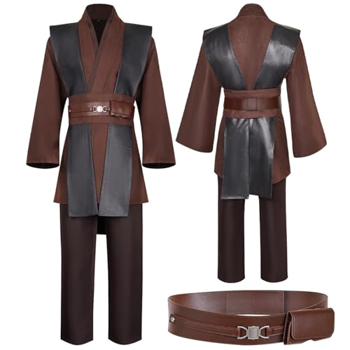 Tunika-Kostüm Jedi Cosplay Kostüm Herren Halloween Anakin Skywalker Cosplay Kostüm Tunika Bademantel Komplettset - Schwarz - Large von ClSSTEV