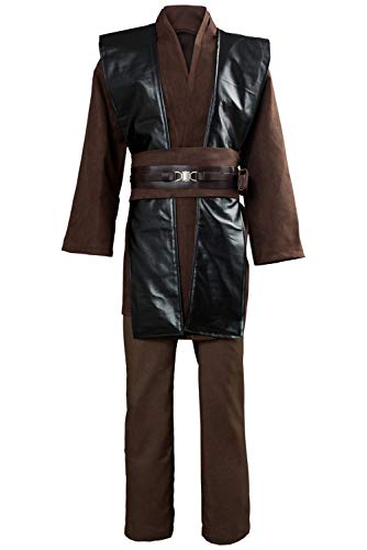 Tunika-Kostüm Jedi Cosplay Kostüm Herren Halloween Anakin Skywalker Cosplay Kostüm Tunika Bademantel Komplettset - Schwarz - Large von ClSSTEV