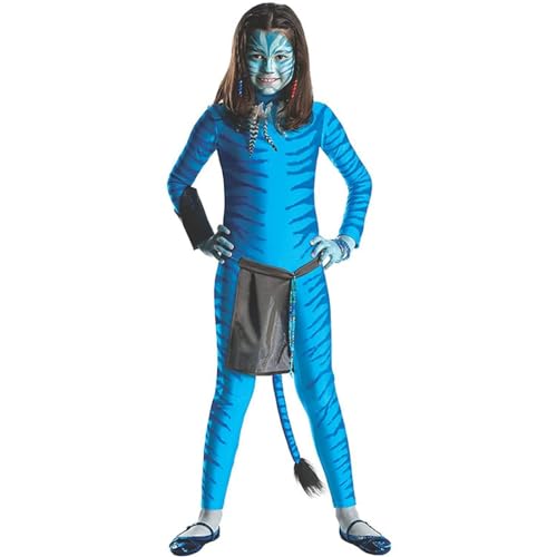 Claofoc 3 Stück Avatar Kostüm Kinder Halloween Karneval Cosplay Kostüm Aliens Ganzkörper Body Overall Outfit Spandex Verkleidung für Jungen und Mädchen von 3–14 Jahren (S) von Claofoc