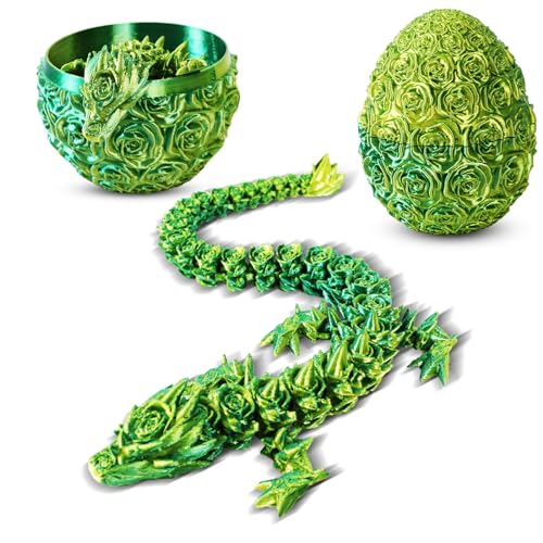 Claofoc 3D Gedruckte Dracheneier mit Drachen im Inneren, Drachen Fidget Spielzeug für Erwachsene, Kristall Drachen Ostereier Dracheneier, Dekoration als Geschenk (Rose-Green) von Claofoc