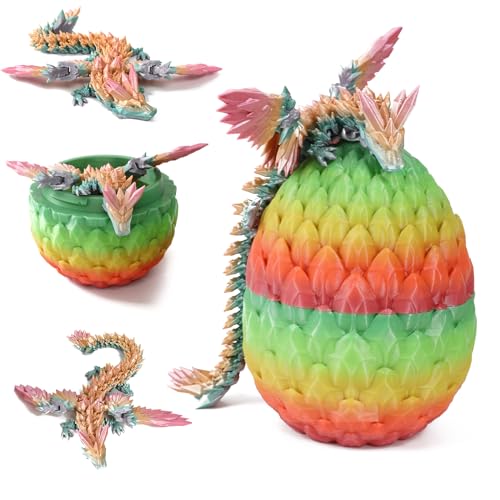 Claofoc 3D Gedruckte Dracheneier mit Drachen im Inneren, Drachen Fidget Spielzeug für Erwachsene, Kristall Drachen Ostereier Dracheneier, Dekoration als Geschenk (Rose-red Gradient green) von Claofoc