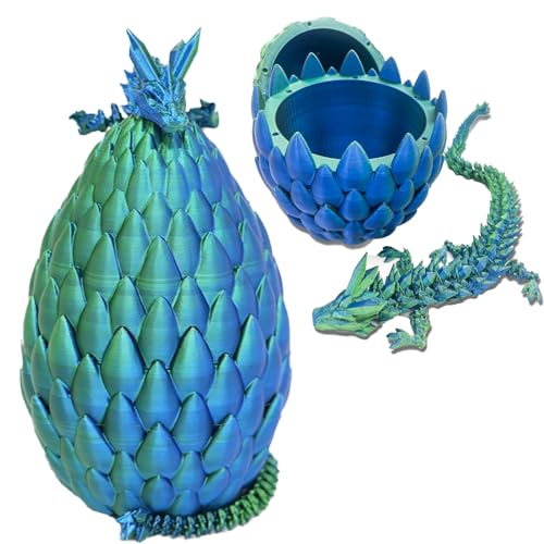 Claofoc 3D Gedrucktes Drachenei Geheimnisvolle Dracheneier mit Drachen im Inneren Heimbüro Schreibtischdekoration Erwachsene Kinder Geschenke Spielzeug (Blue Green) von Claofoc