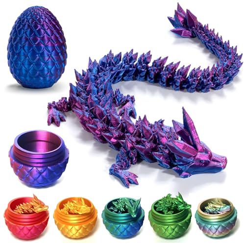 Claofoc 3D Gedrucktes Drachenei Geheimnisvolle Dracheneier mit Drachen im Inneren Heimbüro Schreibtischdekoration Erwachsene Kinder Geschenke Spielzeug (Laser Purple) von Claofoc