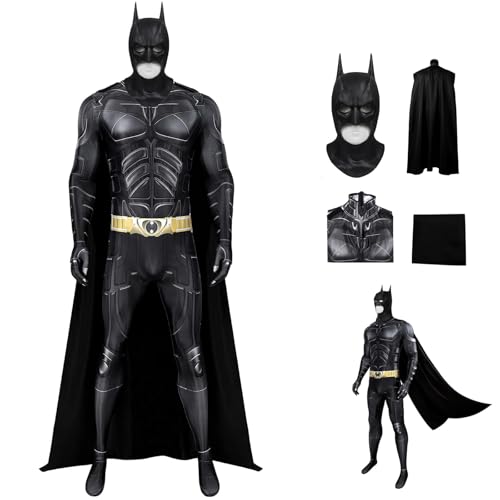 Claofoc Batman Kostüm für Erwachsene Männer Dark Knight Superhelden Fledermausmann Anzug mit Maske Umhang Halloween Cosplay von Claofoc