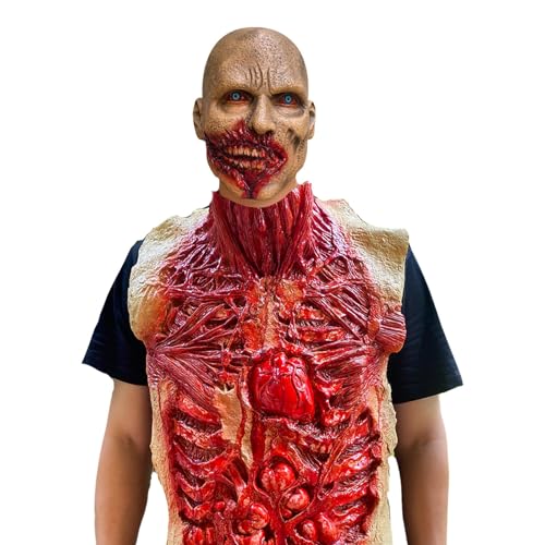 Claofoc Blutiger Darm Gruselige Torso Brust Gefälschte Leiche Halloween Requisite Organ Gefälschte Körperteile mit Horror Zombie-Maske Spukhaus Cosplay Kostüm (2er-Pack) von Claofoc