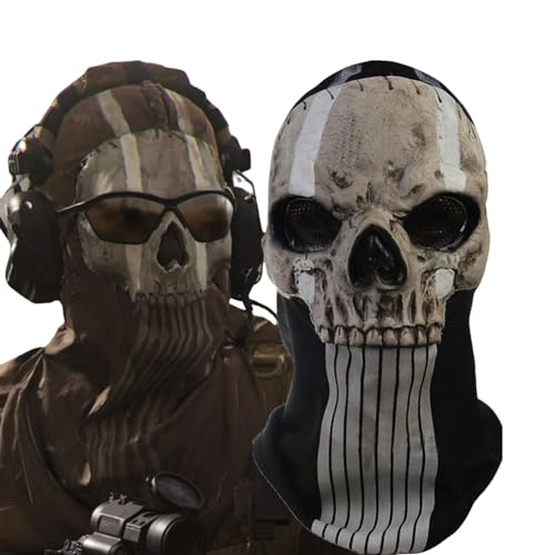 Claofoc Call of Duty Geistermaske Skeleton Kabeljau Geistermaske Halloween Sturmhaube Geistermasken Winddicht totenkopf maske Cosplay Kostüme (E, Einheitsgröße) von Claofoc