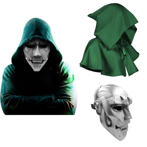 Claofoc Dr Doom Maske Helm Fantastischer Film 1:1 Replik Slipknot Doctor Doom Maske Halloween Doom Helm Cosplay Maske Kostüm (2er-Pack) von Claofoc