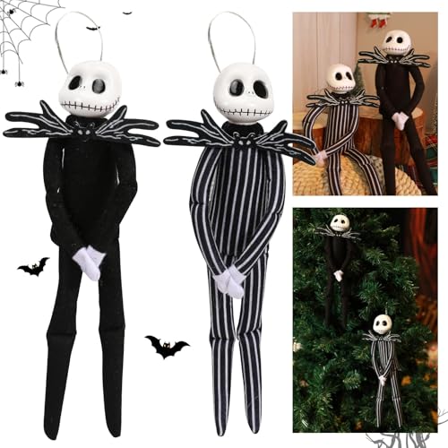 Claofoc Jack Skellington Plüschpuppe Horror Nightmare Before Christmas Plüschtiere Santa Jack Skelett Weihnachtselfenpuppe für Weihnachts Dekoration (C) von Claofoc