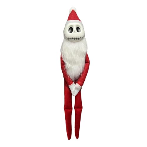 Claofoc Jack Plüschpuppe Horror Christmas Plüschtiere Santa Jack Skelett Weihnachtselfenpuppe für Weihnachts Dekoration (G) von Claofoc