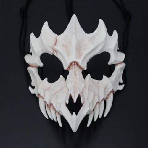 Claofoc Japanische Maske Halloween Tiger Maske Ye Dragon God Schwarze Knochen Masken Harz Totenkopf Gruselige Horror Ninja Maske Cosplay Kostüm Requisiten für Erwachsene (Drachengott) von Claofoc