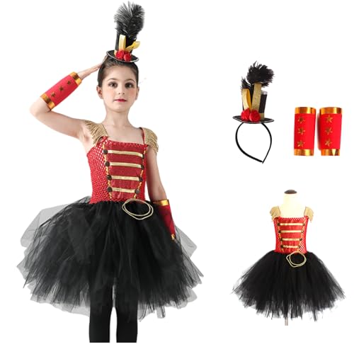 Claofoc Nutcracker Kostüme für Kinder Mädchen 3 Stück Tüll Tutu Kleid Halloween Nussknackerkleid mit Federkopfbedeckung Ärmel von Claofoc