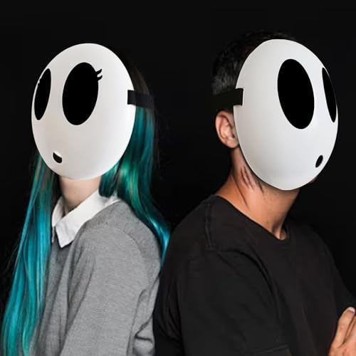 Claofoc Shy Guy Maske Halloween Anime Masken Kostüm Lustige Shy Guy Maske für Herren Weiße Voll Face Maske Cosplay Requisiten (Junge+Mädchen) von Claofoc