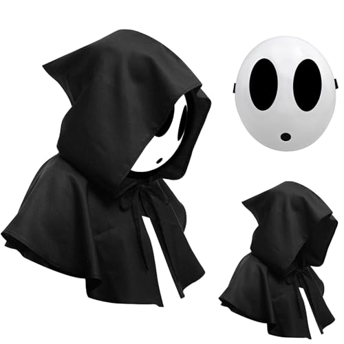 Claofoc Shy Guy Maske Halloween Anime Masken Kostüm Lustige Shy Guy Maske für Herren Weiße Voll Face Maske Cosplay Requisiten (Junge A) von Claofoc