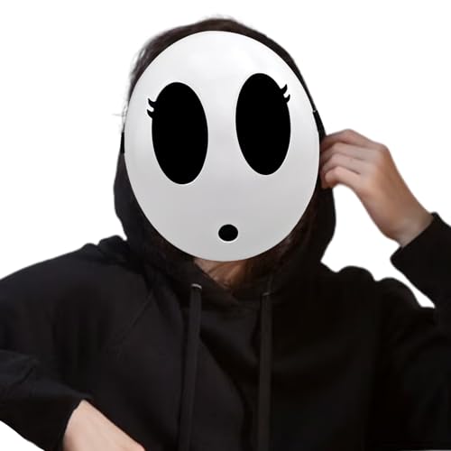 Claofoc Shy Guy Maske Halloween Anime Masken Kostüm Lustige Shy Guy Maske für Herren Weiße Voll Face Maske Cosplay Requisiten (Mädchen) von Claofoc