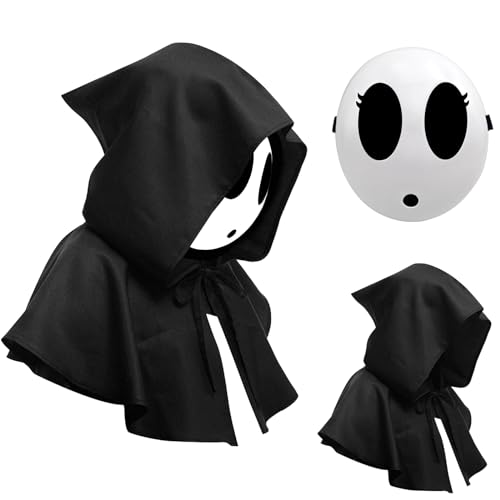 Claofoc Shy Guy Maske Halloween Anime Masken Kostüm Lustige Shy Guy Maske für Herren Weiße Voll Face Maske Cosplay Requisiten (Mädchen A) von Claofoc