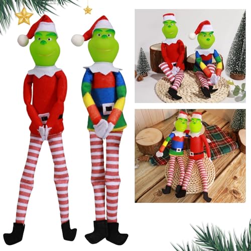 Claofoc Weihnachtselfenpuppe, süßes Plüschmonster, rotes und grünes Elfenornament, originelles Weihnachtsmann-Zubehör für die Weihnachtsdekoration zu Hause (B) von Claofoc