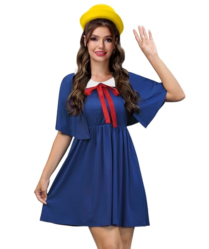 Clarisbelle Damen Halloween Cosplay Enchanted Langarm Peter Pan Kragen Madeline Kleid mit gruseligem Umhang und blutroter Krawatte Clarisbelle Damen Halloween Cosplay Enchanted Langarm Peter Pan Kragen Madeline Kleid mit gruseligem Umhang und blutroter Krawatte von Clarisbelle