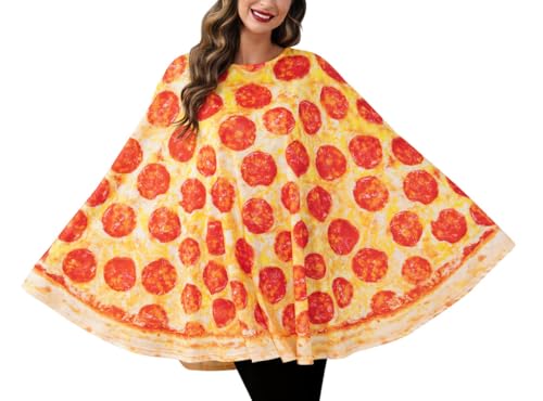 Clarisbelle Halloween Damen Neuheit Pizza Poncho Kostüm Lustiger Umhang Erwachsene Cosplay Essen Onesies von Clarisbelle