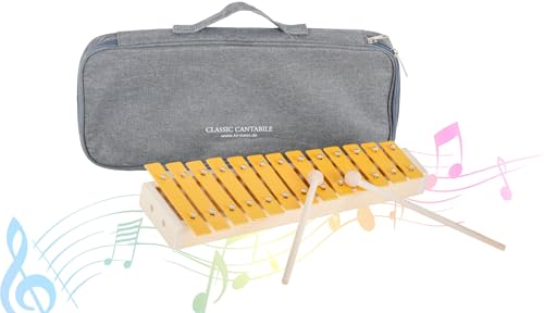 Classic Cantabile GS-13 Glockenspiel - Kleines Alt-Glockenspiel für Kinder - 13 Töne in C-Dur - Holzrahmen - Inkl. EIN Paar Holz-Schlägel - Orange von Classic Cantabile