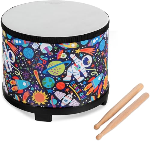 Classic Cantabile Kindertrommel Astronaut 10" - Aus Holz - Mit witzigem Design - Ideal für Kinder ab 3 Jahren - Kinder-Trommel mit 25,5 cm Durchmesser- Inklusive Drumsticks aus Holz von Classic Cantabile