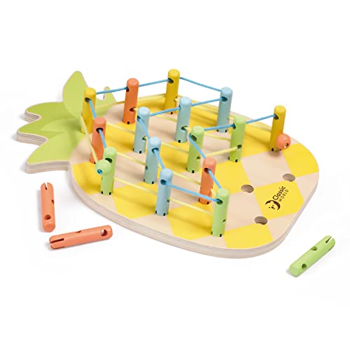 Classic World Fädelspiel Ananas | Lernspielzeug für Kinder ab 3 Jahre | Holzspielzeug für kreatives Spielen | für Jungen und Mädchen | Motorikspielzeug von Classic World