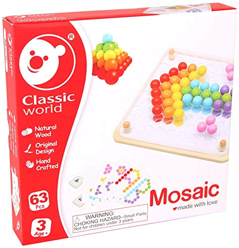 Mosaik Steckspiel aus Holz Motorik Kugelspiel mit Vorlagen von Classic World