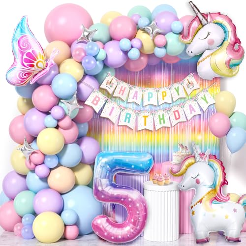 Cleboen Einhorn Deko Kindergeburtstag Mädchen 1 2 3 4 5 6 Jahre, Pastell Luftballon Girlande mit Einhorn Luftballon Lametta Vorhang, Einhorn Kindergeburtstag Decorations Party Deko Cleboen Einhorn Deko Kindergeburtstag Mädchen 1 2 3 4 5 6 Jahre, Pastell Luftballon Girlande mit Einhorn Luftballon Lametta Vorhang, Einhorn Kindergeburtstag Decorations Party Deko von Cleboen
