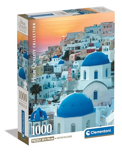 1000 Teile Puzzle + Poster Santorini von Clementoni