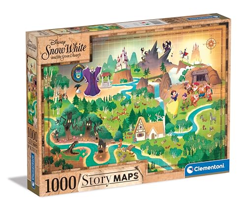 Clementoni 39815 Disney Snow White Story Maps Puzzle 1000 Teile, für Erwachsene, Hergestellt in Italien, Multicolor-39815, Multicolor von Clementoni