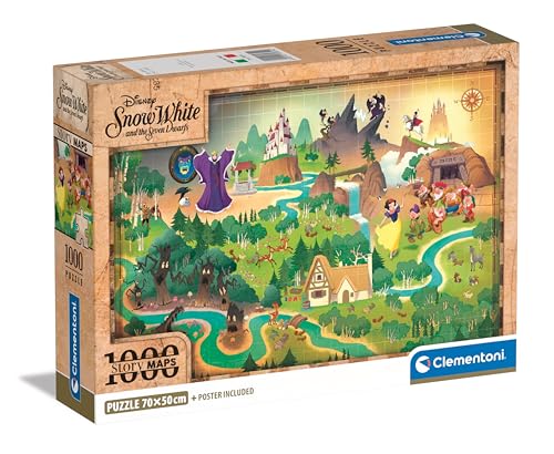 Clementoni Disney Story Map Puzzle 1000 Teile Erwachsene - Disney Puzzle Erwachsene in 70 x 50 cm - Puzzle Erwachsene anspruchsvoll von Clementoni 39814 von Clementoni