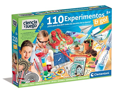 Clementoni - 110 Experimente, wissenschaftliches Spiel Experimente, Labor für Chemie, Spielzeug auf Spanisch, ab 8 Jahren (55474), Verschiedene, mittlere Größe von Clementoni