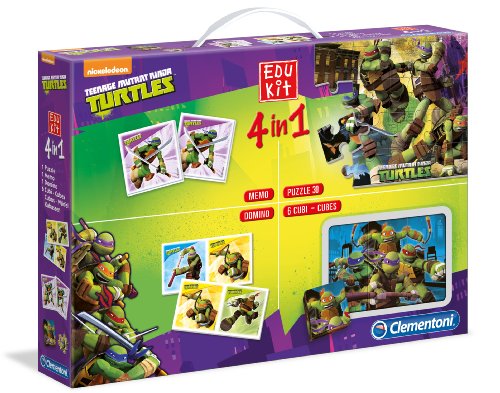 Clementoni 13468 memo Ninja Turtles(TMNT) Edukit 4 in 1 Brettspiele, Mehrfarbig von Clementoni