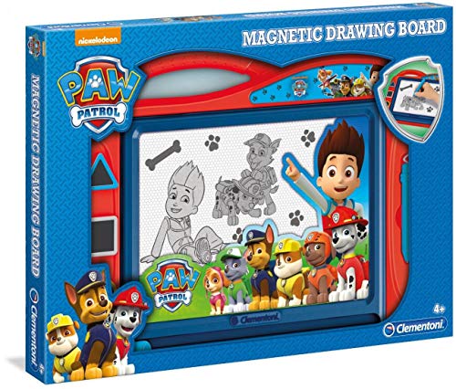 Clementoni 15112 Zaubertafel Paw Patrol, magnetische Maltafel zum Zeichnen und Malen, lösch- & wiederverwendbar, mit 3 Schablonen, Kreativspielzeug für Kinder ab 4 Jahren, Blau/Rot von Clementoni