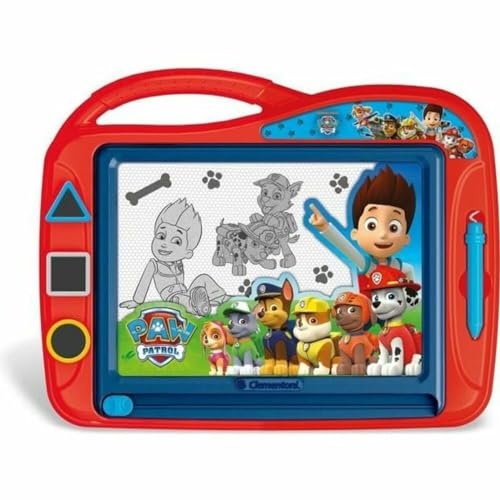 Clementoni 15112 Zaubertafel Paw Patrol, magnetische Maltafel zum Zeichnen und Malen, lösch- & wiederverwendbar, mit 3 Schablonen, Kreativspielzeug für Kinder ab 4 Jahren, Blau/Rot von Clementoni