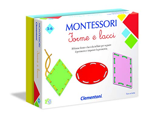 Clementoni - 16102 - Montessori - Formen und Schnürsenkel - Made in Italy - Montessori Spiel 3 Jahre, Lernspiel Montessorian (Version in italienischer Sprache) von Clementoni