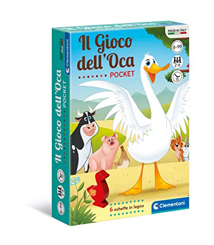 Clementoni 16295 Gioco dell'Oca Gans-Pocket-Kartenspiel, Spielkarten Kinder, Brettspiel, Gesellschaftsspiel für die ganze Familie, 2-6 Spieler, 6 Jahre +, Made in Italy, Mehrfarbig von Clementoni