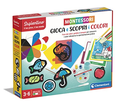 Clementoni 16370 Sapientino entdecken Montessori-Spiel 3 Jahre, Lernspiel zum Kennenlernen der Farben, Sprachentwicklung – Made in Italy, Mehrfarbig von Clementoni