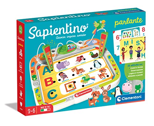 Clementoni 16386 Italien Sapientino Parlante-Bankett mit Aktivitätskarten und interaktiven Stiften, Lernspiel 3 Jahre, elektronisch (italienische Version) -Made in Italy, Mehrfarbig von Clementoni