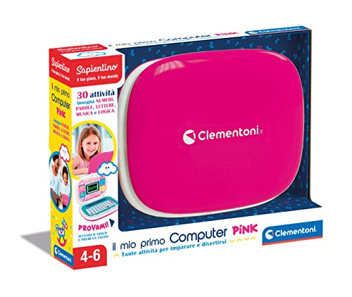 Clementoni 16403 Sapientino – Mein erster Pink – Laptop Spielzeug 4 Jahre, Aktivitätszentrum und Lerncomputer für Kinder (italienische Version), Single, Mehrfarbig, Large von Clementoni