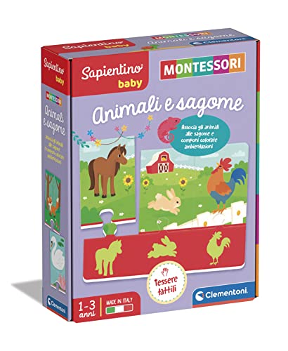 Clementoni 16408 Sapientino Baby Tiere und Silhouetten – Lernspiel 1 Jahr (italienische Version), Montessori-Spiele, Made in Italy, Single, Mehrfarbig, small von Clementoni