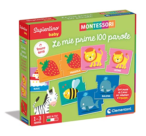 Clementoni 16412 Sapientino Baby ersten 100 Wörter-Lernspiel 1 Jahr (italienische Version) Montessori Spiele Made in Italy, Mehrfarbig, One Size von Clementoni