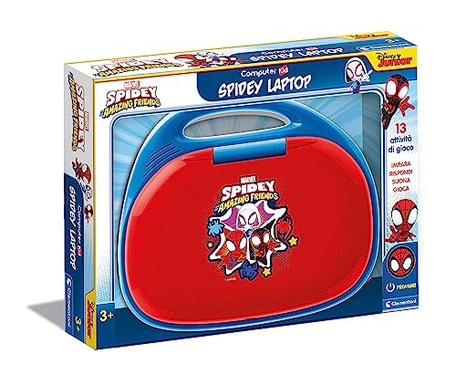 Clementoni 16454 Spiderman Computer Kid Marvel Spidey and His Amazing Friends, Lernspiel, Kindercomputer, Laptop 3 Jahre, Technologie Für Kinder, Tragbar, Single, Italienisch, Large von Clementoni