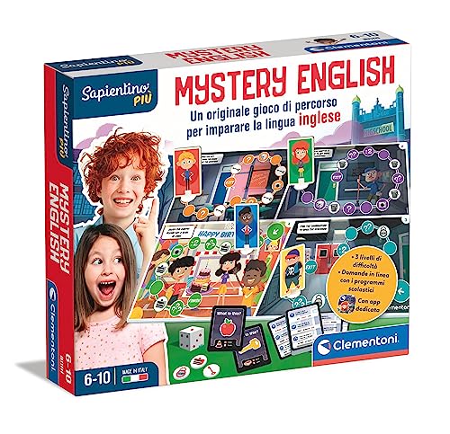 Clementoni 16598 Sapientino Più-Mistery English-6 Jahre Lernspiel Lernen, Brettspiel, Wegspiel, Englisch für Kinder, Made in Italy, Italienisch von Clementoni