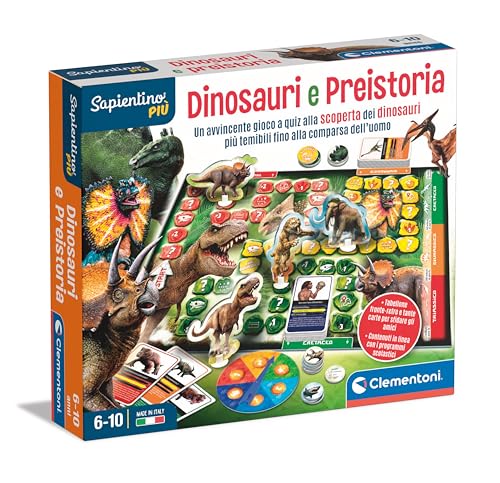 Clementoni 16599 Sapientino Plus Vorgeschichte-Lernspiel 6 Jahre, Brettspiel für Kinder, Quiz Sui Dinosaurier, Made in Italy, Italienisch von Clementoni