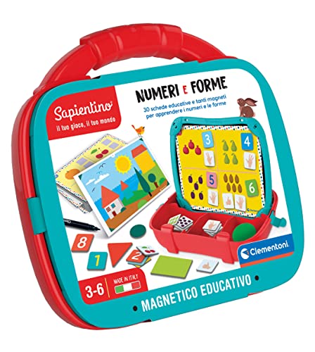 Clementoni 16715 Sapientino Magnetkoffer Formen-Lernspiel zum Lernen von Zahlen, Magnetpinnwand, Kinderspiel 3-6 Jahre, Made in Italy, Mehrfarbig, Medio von Clementoni